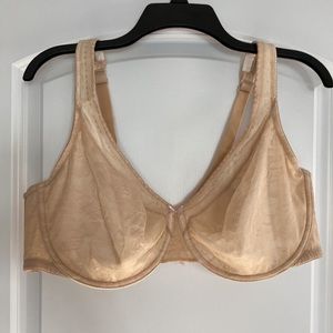 Cacique Modern Lace Covered Unpadded Lined Tan Bra - 44DD